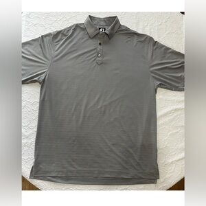 Footjoy Men’s XL Gray Striped Polo Shirt Performance Wicking
